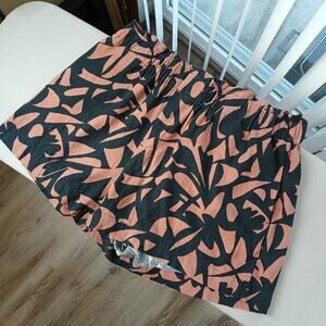 A New Day Linen Blend Paperbag Shorts XXL abstract leaf pattern elastic pull-on